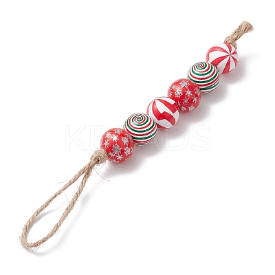 Wood Beads Pendant Decoraiton HJEW-JM02270-1