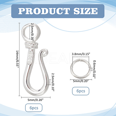 925 Sterling Silver Hook Clasps STER-PH0002-07-1