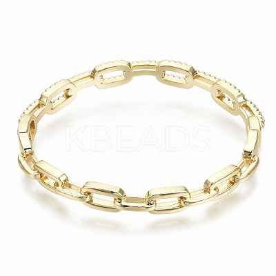 Brass Micro Pave Clear Cubic Zirconia Bangles BJEW-S142-015-NF-1