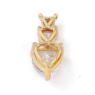 Eco-Friendly Brass Clear Cubic Zirconia Pendants ZIRC-C027-02G-RS-1