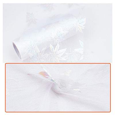 Autumn Theme Maple Leaf Pattern Organza Ribbon OCOR-WH0057-11A-1