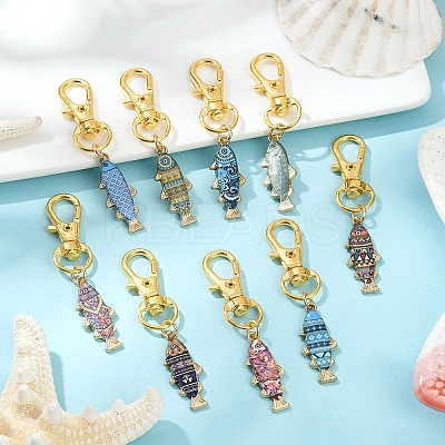 Fish Alloy Enamel Pendant Decoration HJEW-YW00069-1