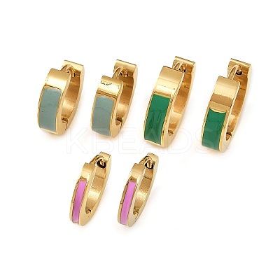 304 Stainless Steel Enamel Hoop Earrings EJEW-K268-19G-02-1