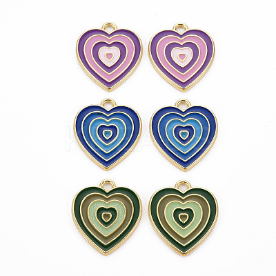 Rack Plating Light Gold Alloy Enamel Pendants ENAM-Q444-014-RS-1