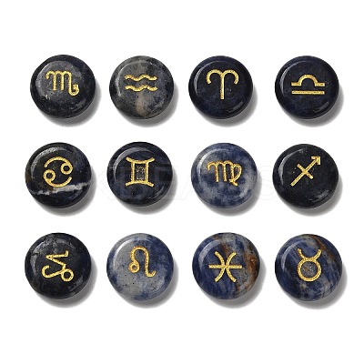 12 Constellation Natural Blue Spot Jasper Cabochons Set G-Q190-03B-1