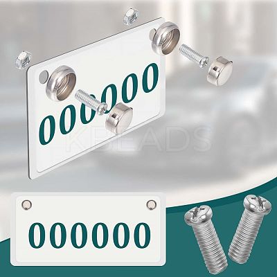 2 Sets 201 Stainless Steel Motor Vehicle License Plate Screws and Caps FIND-GF0004-68-1