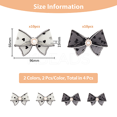 4Pcs 2 Style Heart Pattern Organza Bowknot Shoe Decorations DIY-FH0005-76-1