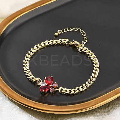 Brass Micro Pave Cubic Zirconia Link Bracelets LS-BJEW-Z082-01G-01-1