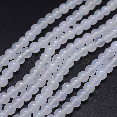 Grade A Natural White Agate Round Beads Strands G-F256-01-4mm-A-1