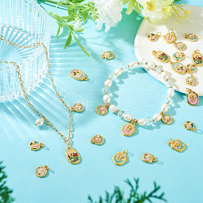 20Pcs 10 Styles Alloy Enamel Pendants FIND-TA0009-35-1