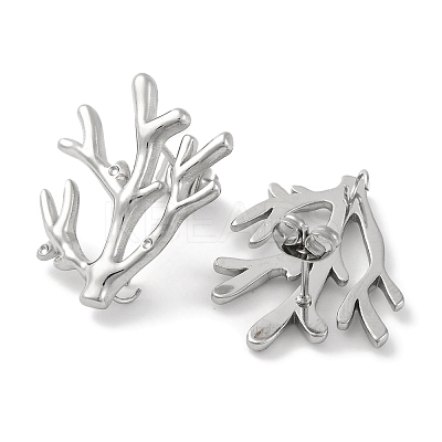 304 Stainless Steel Tree Branch Stud Earrings EJEW-D281-08S-1