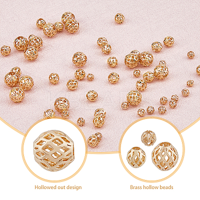 120Pcs 3 Styles Brass Hollow Beads KK-HY0001-70-1