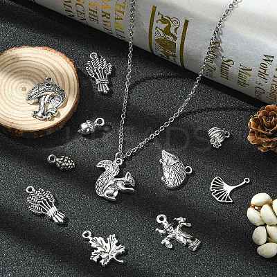 100Pcs 10 Styles Autumn Tibetan Style Alloy Pendants TIBEP-CJ0002-56-1
