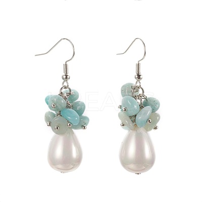 Natural Mixed Gemstone Dangle Earrings EJEW-JE02823-1