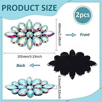 2Pcs Flower Glass Rhinestone Costume Accessories FIND-FG0004-81C-1