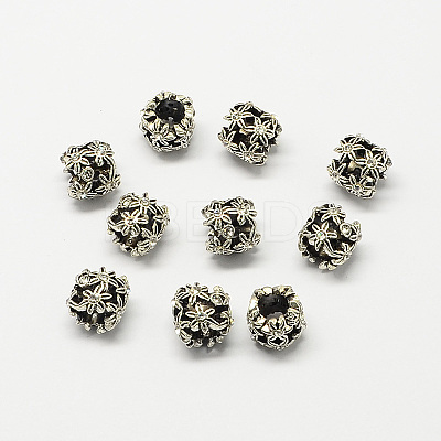 Hollow Flower Alloy Rhinestone Large Hole European Beads MPDL-R036-24D-1