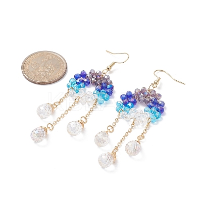 Glass Beaded Ring with Teardrop Dangle Earrings EJEW-JE05263-1
