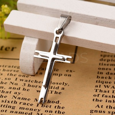 Tarnish Resistant 304 Stainless Steel Cross Pendants LS-STAS-I035-27B-1