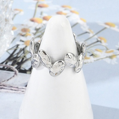 304 Stainless Steel Open Cuff Rings for Women RJEW-A056-02P-1
