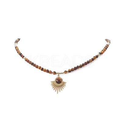 Natural Tiger Eye Beaded Necklaces NJEW-JN04226-04-1
