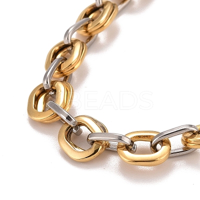 PVD Vacuum Plating 304 Stainless Steel Oval Link Chains Necklace STAS-E160-18GP-1