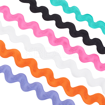 12 yards 6 styles Polyester Wavy Fringe Trim Ribbon OCOR-GF0003-28-1