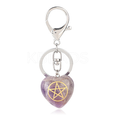 Natural Amethyst Heart with Kore Symbol Keychain PW-WG17998-10-1
