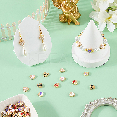 50Pcs 5 Colors Alloy Enamel Beads FIND-SC0022-64-1