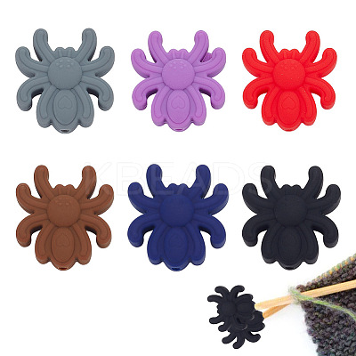 24Pcs 6 Colors Spider Food Grade Eco-Friendly Silicone Focal Beads SIL-AR0001-12-1