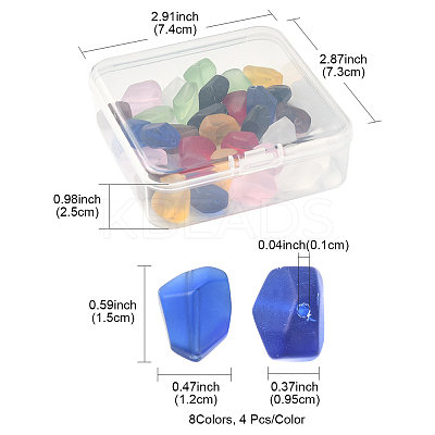 32Pcs 8 Colors Transparent Frosted Glass Beads Strands GLAA-FS0001-60-1