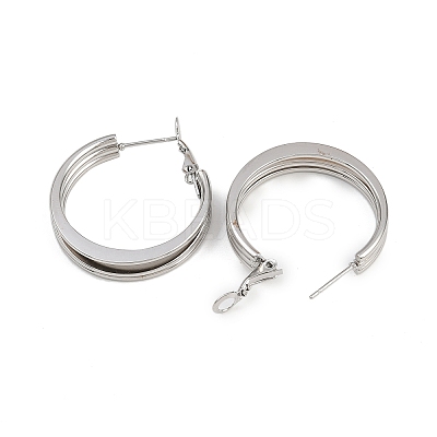 202 Stainless Steel Triple Hoop Earrings EJEW-XCP0001-17-1