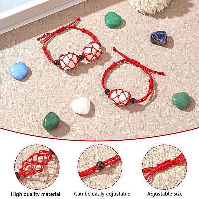 Adjustable Braided Nylon Cord Macrame Pouch Bracelet Making AJEW-SW00013-07-1