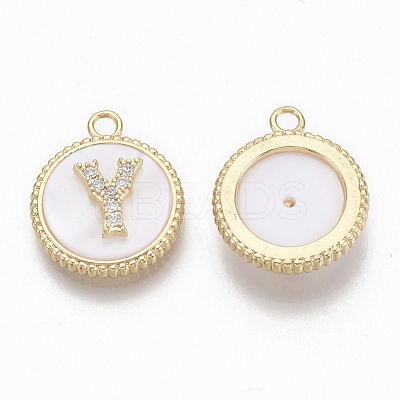 Brass Micro Pave Cubic Zirconia Pendants KK-T062-04Y-NF-1