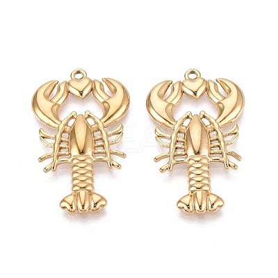 304 Stainless Steel Lobster with Heart Pendants STAS-T067-26G-1