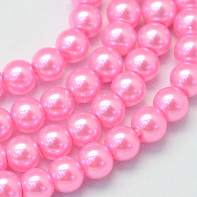 Baking Paint Pearlized Glass Pearl Round Bead Strands X-HY-Q003-6mm-68-1
