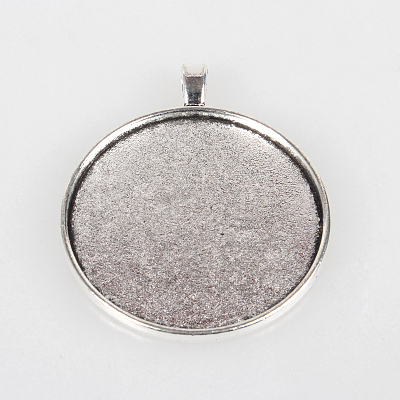 Vintage Tibetan Style Alloy Big Pendant Cabochon Bezel Settings X-TIBEP-O006-27AS-1
