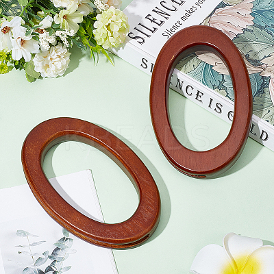 Oval Wood Bag Handle Eyelet Frames FIND-WH0128-77-1
