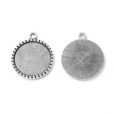 Tibetan Style Antique Silver Alloy Flat Round Pendant Cabochon Settings LS-TIBEP-M022-38AS-1