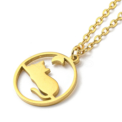 304 Stainless Steel Pendant Necklaces NJEW-Z025-01G-1