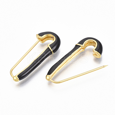 Brass Enamel Safety Pins Earrings JEWB-R015-01A-NF-1