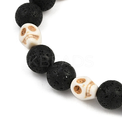 2Pcs Natural Lava Rock & Synthetic Turquoise Beads Stretch Bracelets for Men Women BJEW-JB12131-1