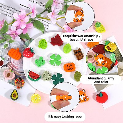 16Pcs 8 Styles Food Grade Silicone Focal Beads SIL-SZ0002-22-1