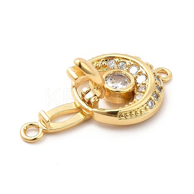 Rack Plating Brass Pave Clear Cubic Zirconia Fold Over Clasps KK-K270-04G-1