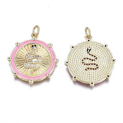 Brass Micro Pave Clear Cubic Zirconia Pendants ZIRC-S067-014-NR-1