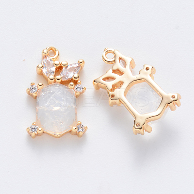 Brass Cubic Zirconia & Glass Charms KK-T049-058G-03-NF-1