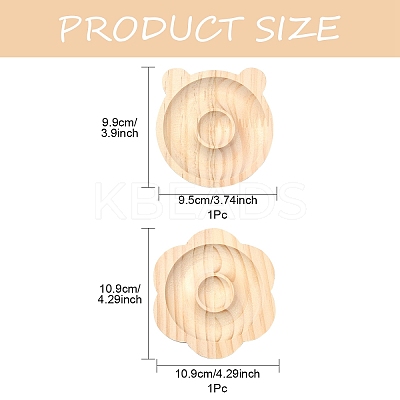 2Pcs 2 Styles Beech Wooden Bangle & Bracelet & Finger Ring & Beads Display Holder Tray AJEW-YW0001-26-1