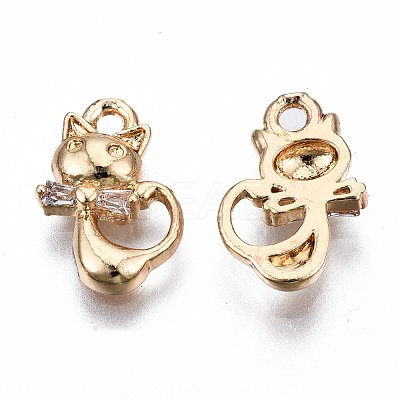 Brass Micro Pave Clear Cubic Zirconia Charms KK-S359-122-RS-1