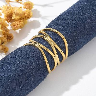 304 Stainless Steel Multilayer Open Cuff Rings for Women RJEW-Z077-01G-02-1