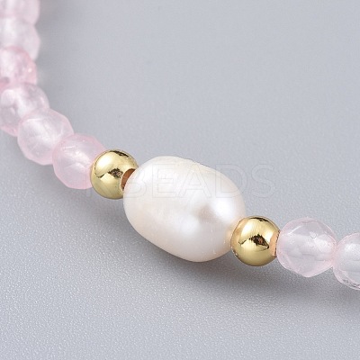 Natural Rose Quartz Beads Stretch Bracelets BJEW-JB04676-01-1