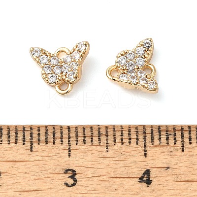 Brass Pave Clear Cubic Zirconia Connector Charms KK-G503-34G-1